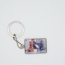 3DPhotoCase Naked Eye 3D Kirksite Keychain: Friends of Dog and Cat