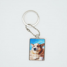 3DPhotoCase Naked Eye 3D Kirksite Keychain: Corgie on Beach